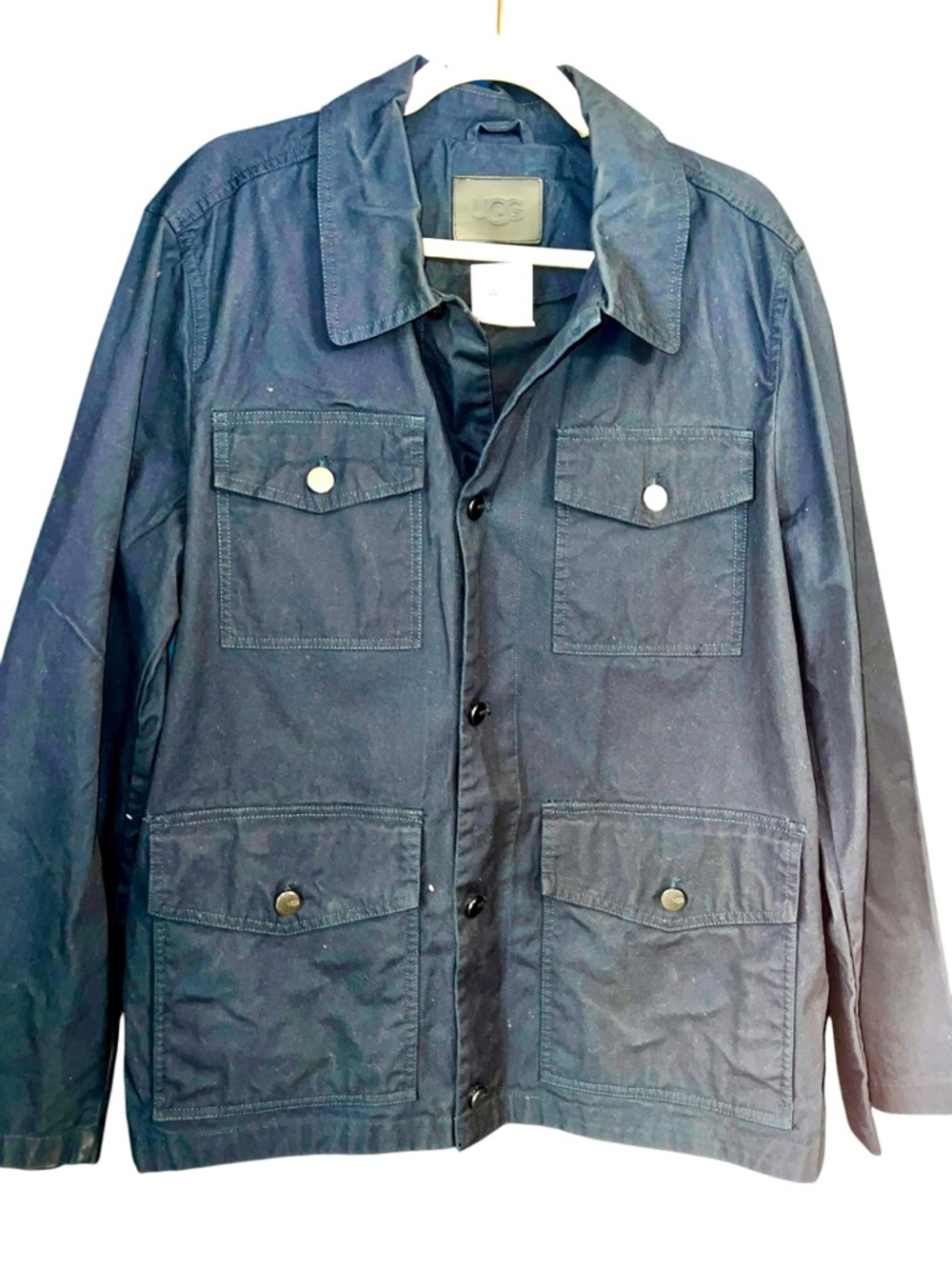 UGG Navy Blue Utility Jacket Barn Coat Cotton Snap Front NWT Large